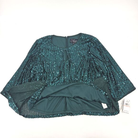 Alex Evenings Sequin Twinset Womens Size 2X Green Dance Party Glam Evening Wear - Picture 3 of 8